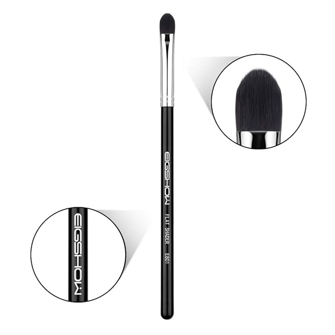 Professional Shader Eyeshadow Brush, EIGSHOW Flat Tapered Blending Brush with Dense Soft Bristles for Eye Shadow Application, for Cream Powder (E801)