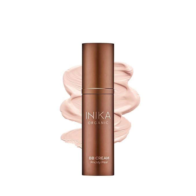 INIKA Organic BB Cream Foundation - Vegan Makeup with Hydrating Prickly Pear, Jojoba, and Pomegranate Seed Oil - Lightweight, Radiant BB Glow for Balanced Skin Tone, Porcelain, 1 fl oz