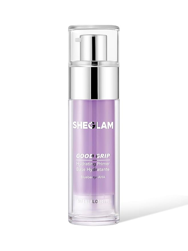 SHEGLAM Good Grip Hydrating Primer Oil Control Moisturizing Primer Gel Smooth Fine Lines Oil And Silicone-Free Face -Blueberry + Aha-Purple