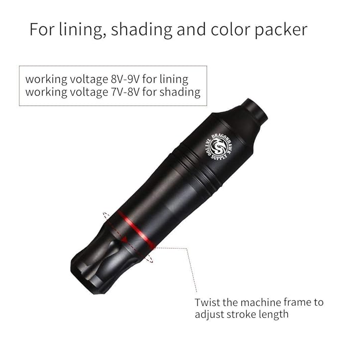 Dragonhawk Cartridge Tattoo Machine Kit Pen Rotary Tattoo Machine Cartridge Needles Power Supply for Tattoo Artists 1013-7 (Atom)