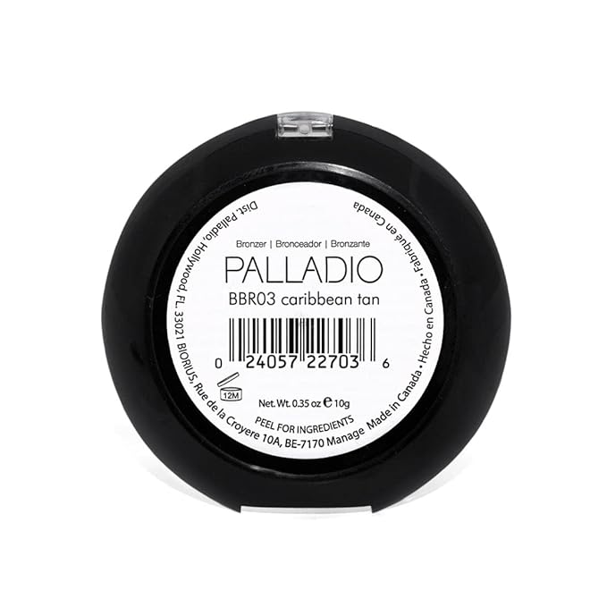Palladio Baked Bronzer, Highly Pigmented and Easy to Blend, Shimmery Bronzed Glow, Use Dry or Wet, Lasts all day long, Provides Rich Tanning Color Finish, Powder Compact, Caribbean Tan