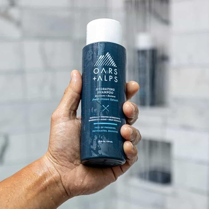 Oars + Alps Men's Sulfate Free Hydrating Shampoo, Infused with Kelp and Algae Extracts, Fresh Ocean Splash, 13.5 Fl Oz