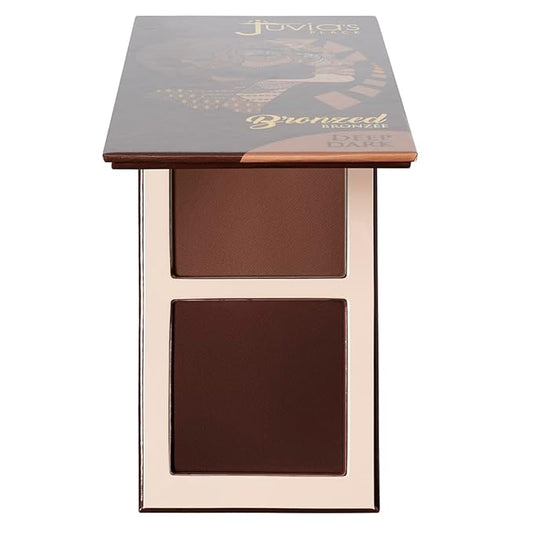 Juvia's Place Bronzed Duo Bronzer Deep Dark - Soft Matte Bronzer, Contour Pressed Powder, Long-Wearing & Buildable Bronzing - Suitable for Very Dark to Rich Chocolate Skin Tone
