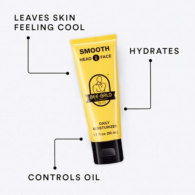 Bee Bald SMOOTH Daily Moisturizer Hydrates & Tones Away Fine Lines, Wrinkles and Dry Patches; Helps Control Oil & Shine to Feel Cool, Fresh and Comfortable, 1.7 Fl Oz