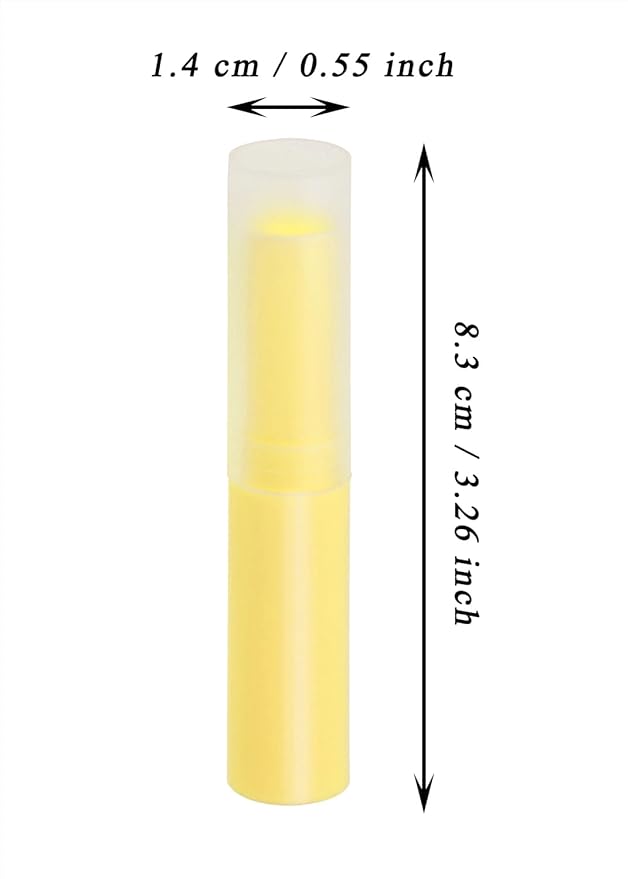 0.14oz Empty Flavored Lip Balm Container Tubes Plastic Homemade Moisturizing Lip Stick with Caps Bulk Fit for Women Adult DIY Making Supplies, 25 Count (Yellow)