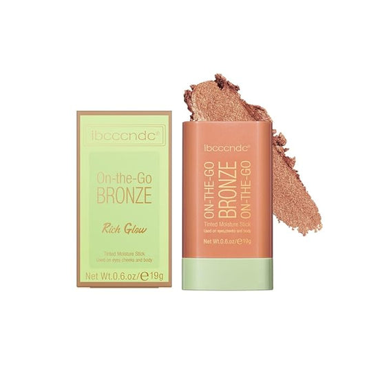 Multi-Use Makeup Bronzer Stick for Effortless Glow - Hydrating Solid Moisturizer with Natural Bronze Tint for Eyes, Lips & Cheeks (#3 Rich Glow)