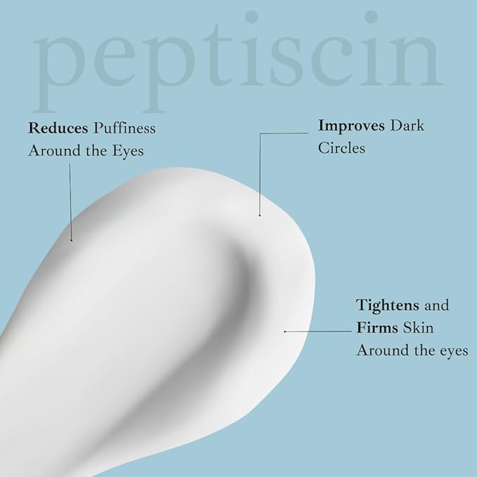 PeptiScin - Peptide Eye Cream with Hyaluronic Acid and Escin | Rich Moisturizing Dark Circle Eye Cream | Brightens and Tones - 1.35 Ounce