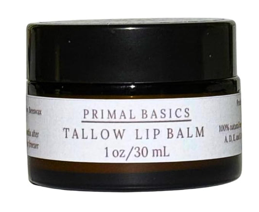 100% Grass Fed Grass Finished Beef Tallow and Beeswax Lip Balm, Face Moisturizer, Body Balm, for Oily, Dry, Sensitive Skin, USA Made