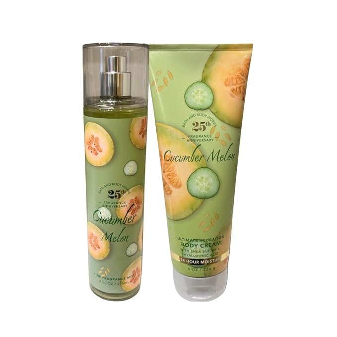 Bath & Body Works Cucumber Melon Fine Fragrance Mist 8oz and Body Cream 8oz