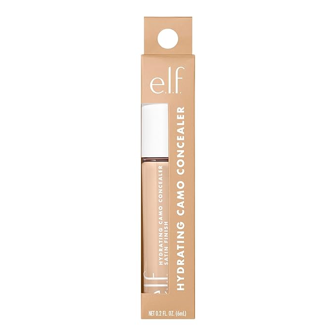 e.l.f. Hydrating Camo Concealer, Lightweight, Full Coverage, Long Lasting, Conceals, Corrects, Covers, Hydrates, Highlights, Light Peach, Satin Finish, 25 Shades, All-Day Wear, 0.20 Fl Oz