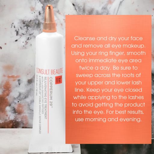 Consult Beaute Copperum 29 Rejuvenating Eye Treatment 0.5 oz. - Copper Peptides - Improve Appearance of Lines and Wrinkles - Hydrates Skin - Eye Lash Enhancing Serum
