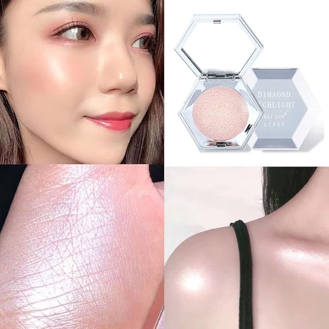 Pink Face Glitter Makeup,Highlight Makeup Contour Powder,Diamond Shimmer (Mermaid Pink)