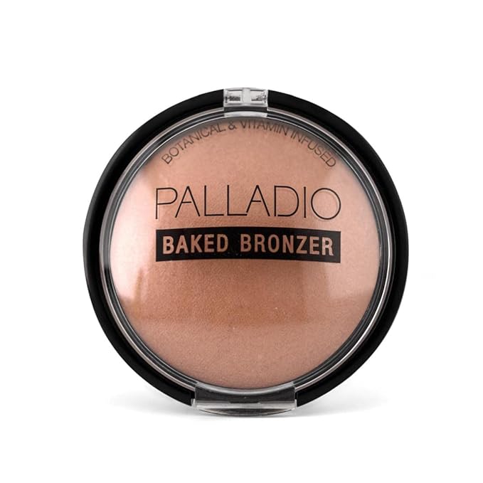 Palladio Baked Bronzer, Highly Pigmented and Easy to Blend, Shimmery Bronzed Glow, Use Dry or Wet, Lasts all day long, Provides Rich Tanning Color Finish, Powder Compact, Atlantic Tan