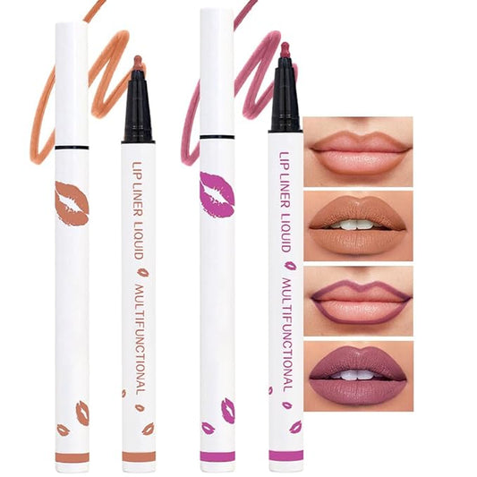 Kaely 2Pcs Nude Orchid Longwear Liquid Lip Liner Waterproof, 24 Hour Long Lasting Lip Liner Stain Marker Pen, 2-in-1 Matte Semi Permanent Lipliner & Lipstick, Vegan & Cruelty-Free, 05+08