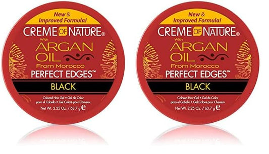 Creme of Nature with Argan Oil From Morocco Perfect Edges Hair Gel, 24 Hour Hold with Moisture and Exotic Shine, Black, 2.25 Oz (Pack of 2)