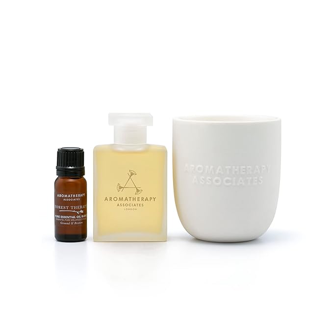 Aromatherapy Associates Moment of Grounding. Luxurious Holiday Gift Set Includes Forest Therapy Bath & Shower Gel, Pure Essential Oil Blend, and Candle (1 count)
