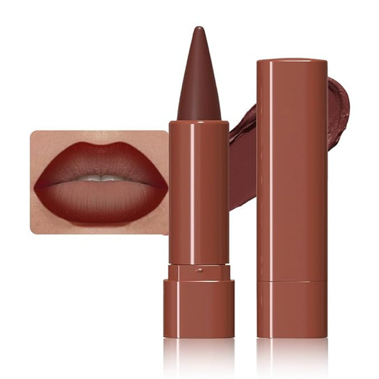BINGBRUSH 2-in-1 Gradient Lip Liner & Lipstick Combo,Matte Longwear Waterproof Lip Pencil with Cone Tip,Smudge Proof Crayon for Flawless Ombre Contour,Women's Long Lasting Makeup Set (08#-Wine)