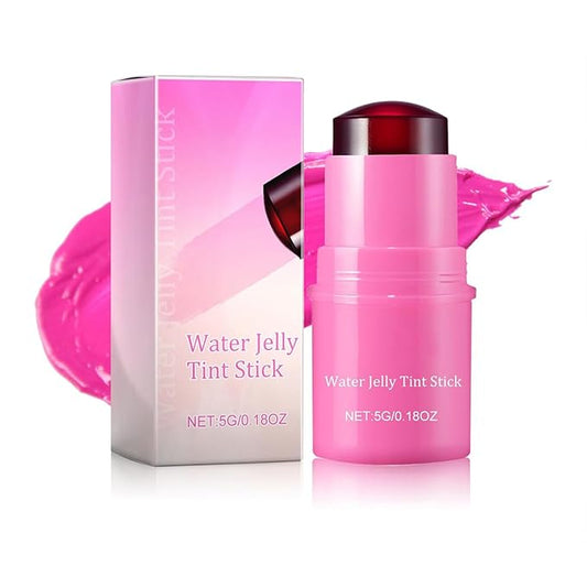 Milk Cooling Water Jelly Tint Blush Stick Face Makeup, Sheer Lip & Cheek Stain, Buildable Watercolor Finish,Vegan, Cruelty Free - 0.18 fl oz (POPPY PINK)