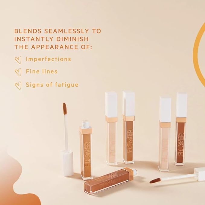 FLOWER BEAUTY By Drew Barrymore Light Illusion Full Coverage Concealer - Diffuse Dark Under Eye Circles + Blurs Blemishes - Weightless Formula + Crease Proof Makeup (Porcelain)