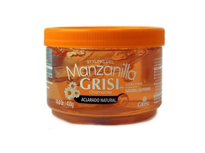 Manzanilla Grisi Premium Bathroom Bundle - Styling Gel, Gold Lightener and Detangler, and a Chamomile Conditioner + Shampoo Set