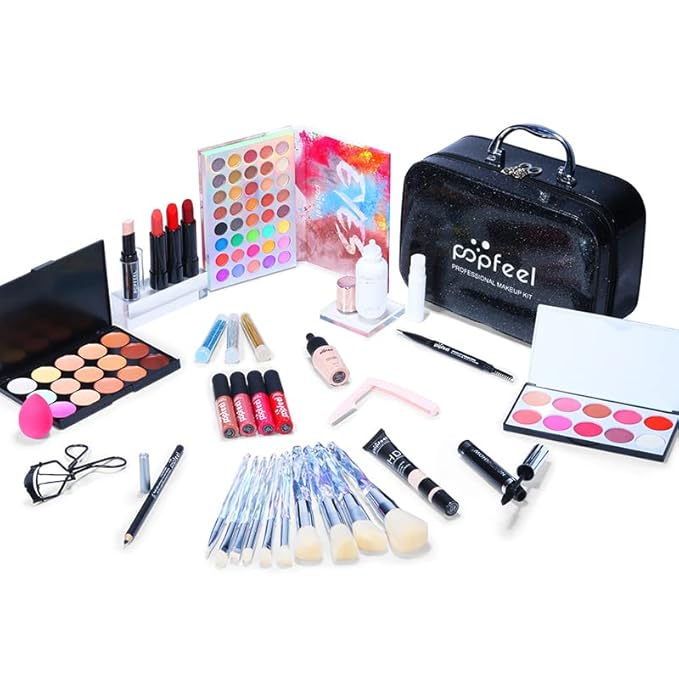 Professional All In One Makeup set, Cosmetic, Makeup kits for teenagers 14-16, Makeup kit for women full kit, Include Eyeshadow Palette Lipstick Eyebrow Pencil Brush(34pcs)