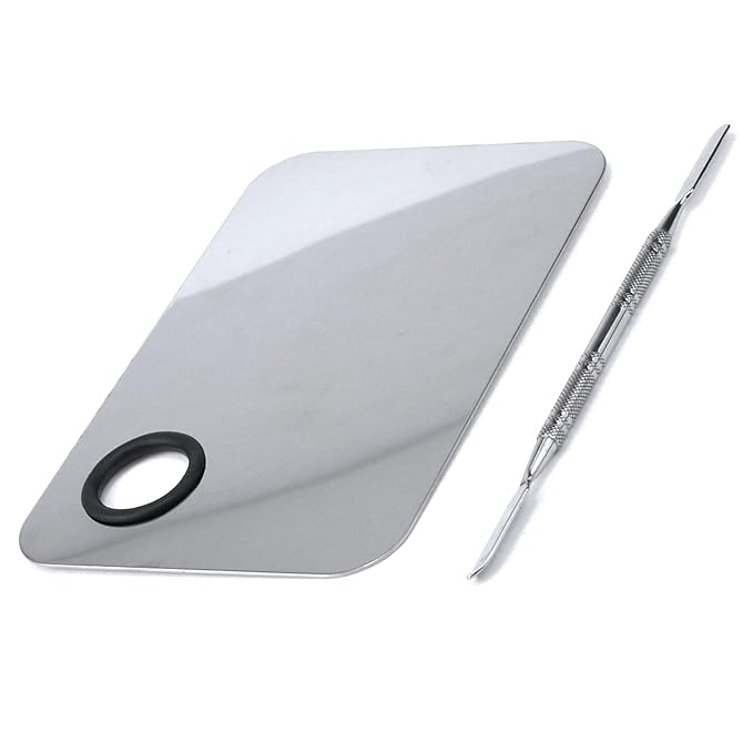 Stainless Steel Ring Beauty Palette, Square Palette, Silver,