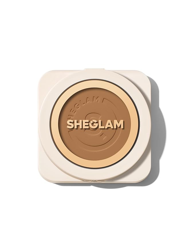 SHEGLAM SKin-Focus Full Coverage Powder Foundation Oil-Control Lightweight Face Pressed Powder Makeup-Cappuccino