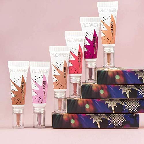 FLOWER Beauty By Drew Barrymore Liquid Blush Makeup Bomb Color Drops -Silky Lightweight Formula + Gel Cream Blush for Cheeks - Radiant + Glossy Finish - Buildable + Lightweight Formula - Cruelty-Free + Vegan (Cinnamon)