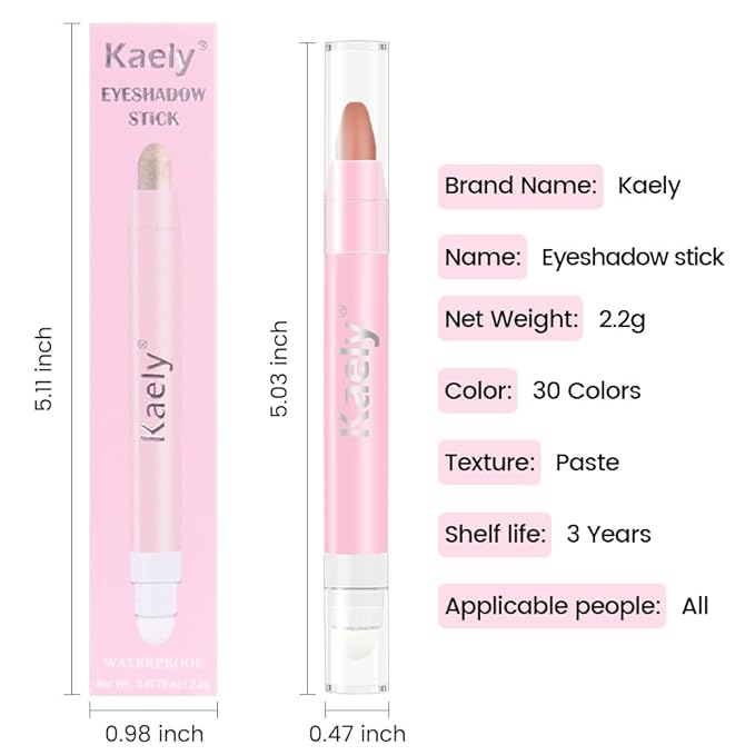 Kaely 2in1 Cream Eye Shadow Brightener Sticks for Eyes, Pencil Eyeshadow Applicator Stick Waterproof Pigmented, Eye Shadow Palette Highlighter Makeup, sombras para ojos, 23 Putty Matte