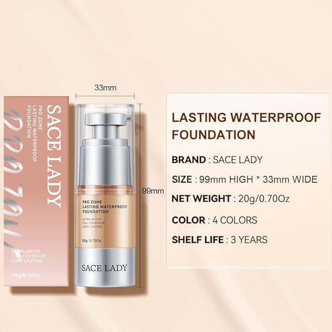 Ultra Matte Liquid Foundation Makeup, Full Coverage Shine Free Foundation Cream for Oily Skin, Waterproof Natural Face Foundation Make-Up Lasts Up to 24HR, 0.7Oz (#04)