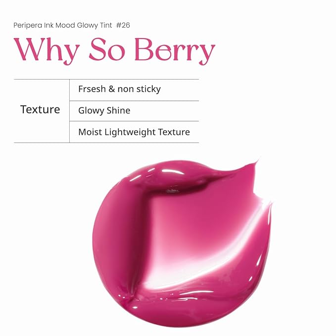 Peripera Ink Mood Glowy Tint | Lip-Plumping, Naturally Moisturizing, Lightweight, Glow-Boosting, Long-Lasting, Comfortable, Non-Sticky, Mask Friendly, No White Film (026 WHY SO BERRY (SODA CAFE))