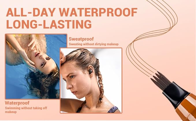 2025 New Magic Eyebrow Pencil, 3D Waterproof 4 Tipped Precise Brow Pen Microblading Eyebrow Pencil Contouring Pen Fine Stroke Microblading Creates Natural (Gray Brown)