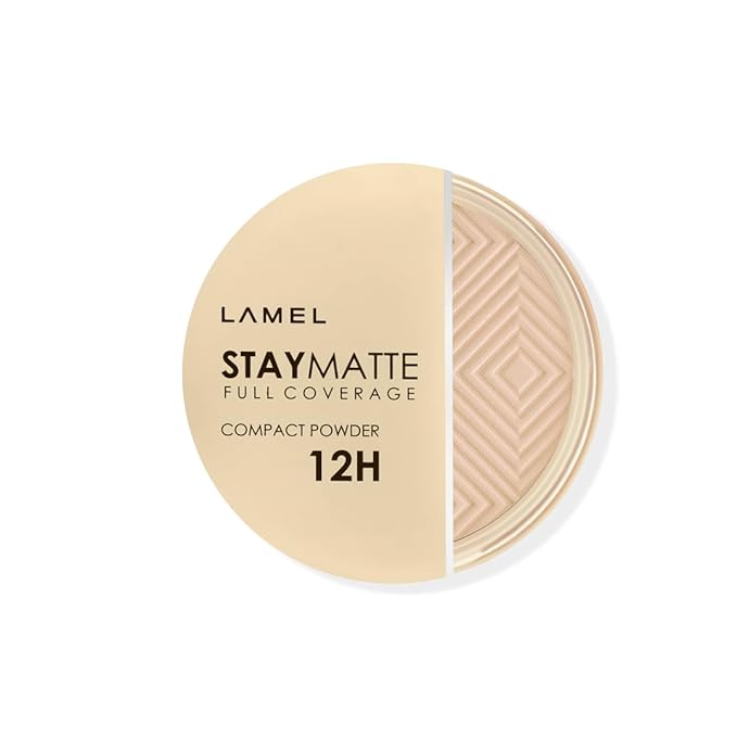 Lamel Stay Matte Compact Powder - Light Natural Coverage - Universal Neutral Undertone - Cruelty Free - Cool Ivory N.402