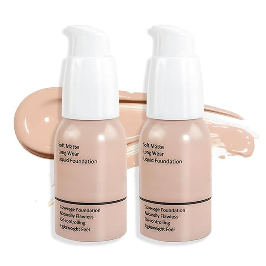 2Pcs Matte Liquid Full Coverage Foundation, Flawless Soft of 2)