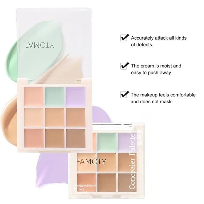 9 Colors Cream Concealer Foundation Palette, Correcting Concealer creamy concealer