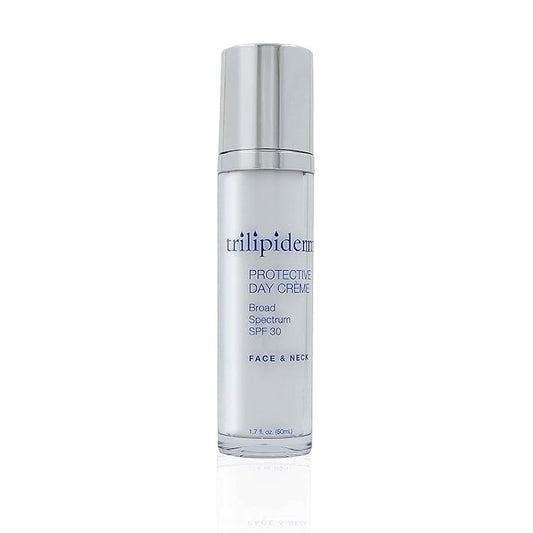 Trilipiderm Protective Day Crème, Broad Spectrum SPF 30 – Lightweight, Fast-Absorbing Moisturizing Sunscreen Protects while helps boost collagen and fight free radical damage