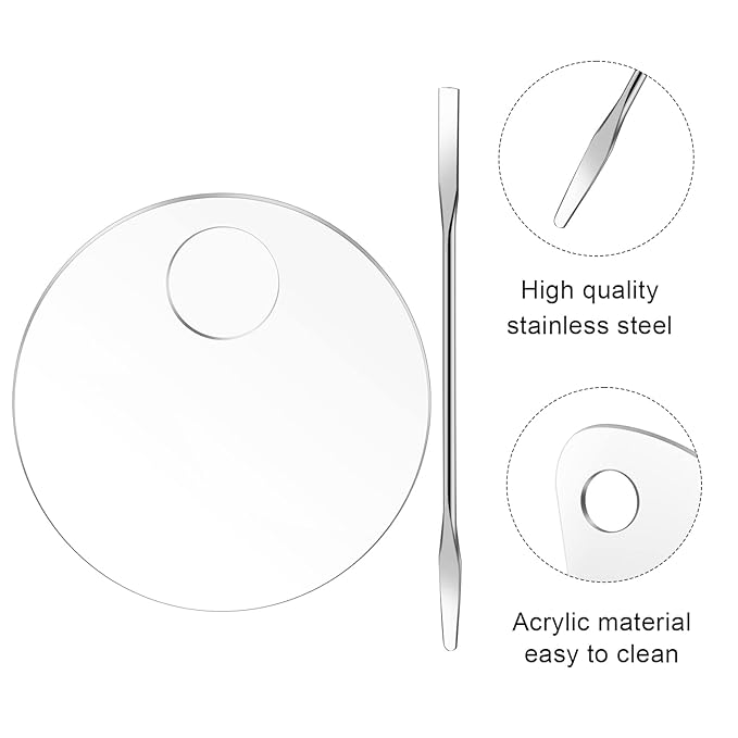 2PCS Acrylic Cosmetic Palette with 2PCS Spatula Tool,Makeup Mixing