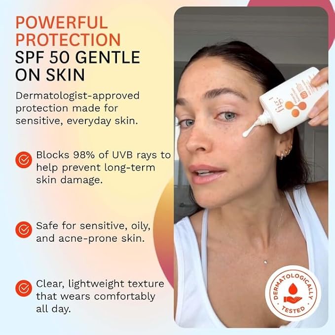 Fig.1 Mineral Sunscreen for Face SPF 50 | Zinc Oxide Face Sunscreen Moisturizer with Hyaluronic Acid & Antioxidant | Broad Spectrum Sun Protection –Fragrance-Free, Lightweight, Invisible Finish, 1.7oz