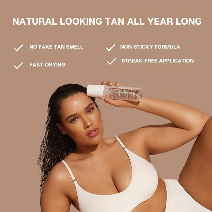 Nuda Self Tanning Water Mousse - Medium to Dark | Streak & Transfer-Free Clear Self Tanner | Hydrating Sunless Tanner for a Natural Look | Lightweight Fragrance-Free Self Tanning Mousse, (6.4 Fl Oz)