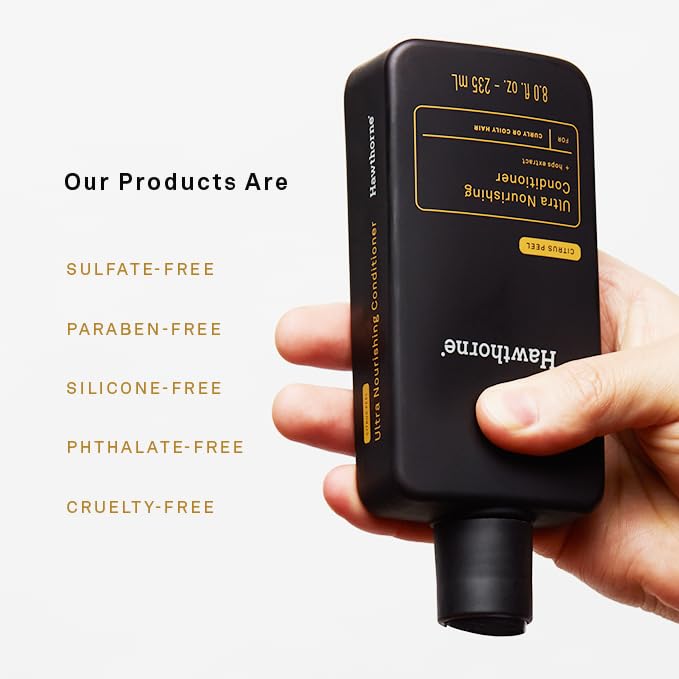 Hawthorne Frizz Fighter Shampoo for Curly Hair with Shea Butter, Macadamia, and Coconut Oil. Hydrate Hair and Tame Frizz. Sulfate Free, Paraben Free. 8 Fl. Oz. 2-Pack.