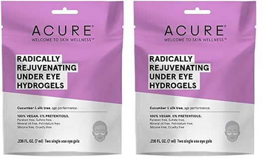 Acure Radically Rejuvenating Under Eye Hydrogel Mask, Provides Anti-Aging Support, & Silk Tree, Purple, Cucumber, 0.236 Fl Oz (Pack of 2)