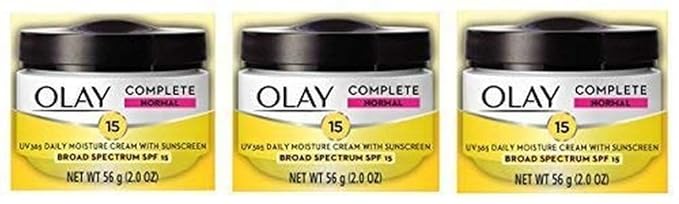 Olay Face Moisturizer Complete All Day UV Moisture Cream with Sunscreen SPF 15, Normal Skin, 2 Fl Oz (Pack of 3)