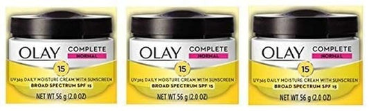 Olay Face Moisturizer Complete All Day UV Moisture Cream with Sunscreen SPF 15, Normal Skin, 2 Fl Oz (Pack of 3)