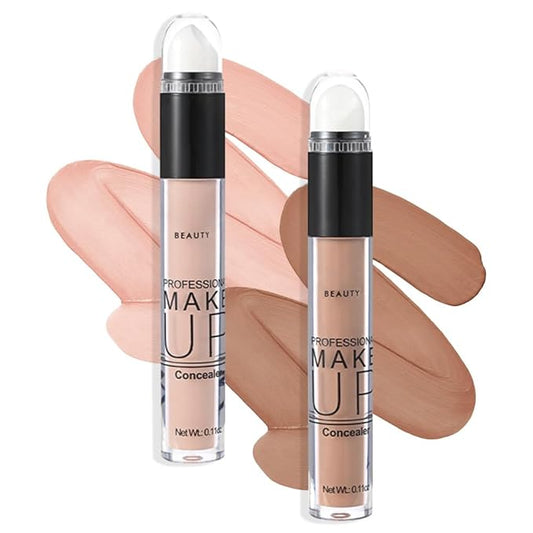 2 Pack Liquid Foundation Cream for Face Makeup,Durable Full Coverage Matte Concealer Make Up,Oil Control & Waterproof Base Primer -0.35+0.35 Fl.Oz (03+04#)