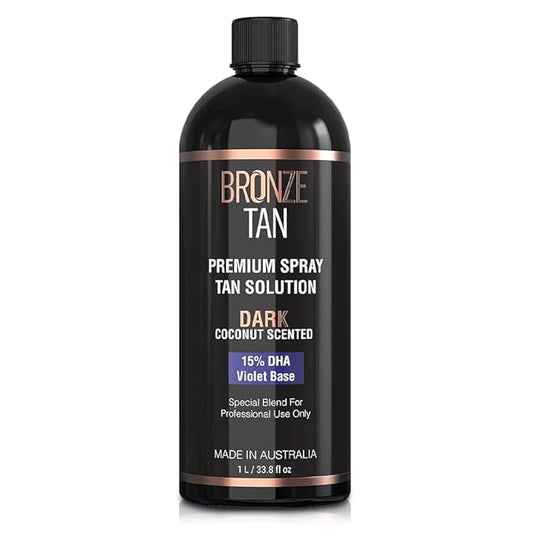 Bronze Tan Special DARK Blend Premium Spray Tan Solution For Spray Tanning Professionals - Coconut Scented Sunless Tanning Solution (1 Liter / 33.8 FL OZ)