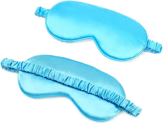 100% Natural Mulberry Soft Silk Sleep Mask, Light Blocking Eye Masks for Sleep, Night Blindfold Eye Mask Cover for Men and Women, Sleeping Night Mask for Travel (Blue)