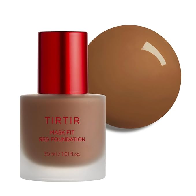 TIRTIR Mask Fit Red FoundationㅣLong Lasting Flawless Coverage, Energy Essence, Lightweight, Hydrating, Pore-Blurring, Breathable Satin Finish, Makeup, Radiant Skin, #43N Deep Cocoa, 1.01 Fl Oz
