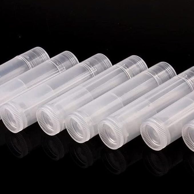100Pcs 5ML Transparent Clear Empty Lip Balm Tubes Containers