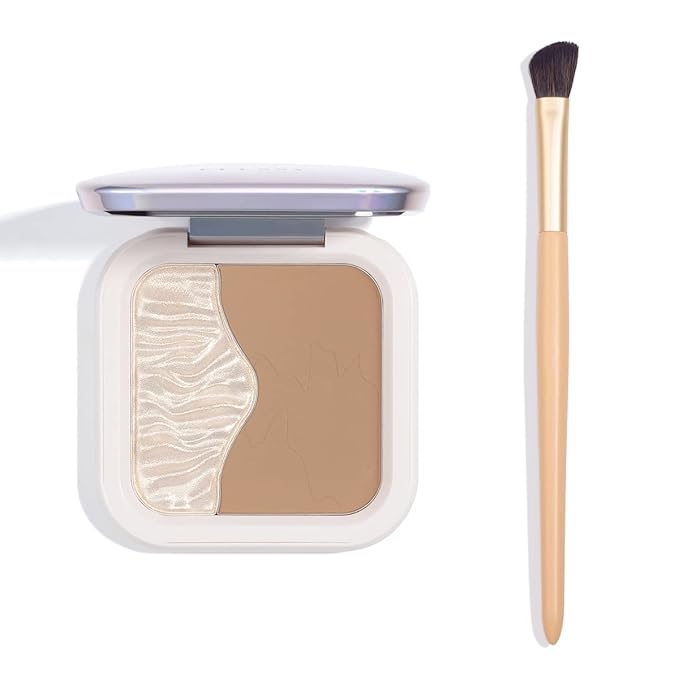 ELLESY Highlighter Makeup Palette Shimmer Face Bronzer and brush-C02