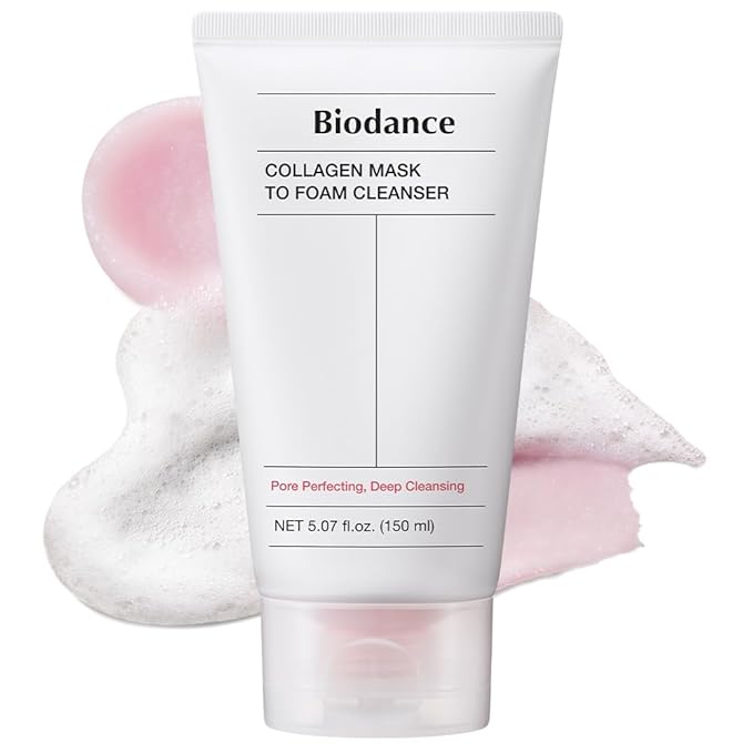 BIODANCE Collagen Mask To Foam Cleanser, Face Wash for Women, 2-in-1 Pore Mask and Hydrating Foaming Facial Cleanser for Sensitive Skin, Oily Skin, 5.07 fl. oz. (150 ml)